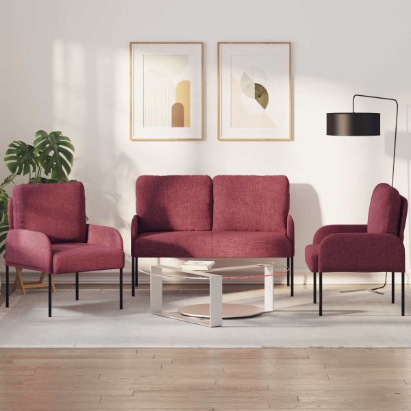 Комплекти дивани 3 pcs Виненочервен 115 x 56 x 80 см Шперплат
