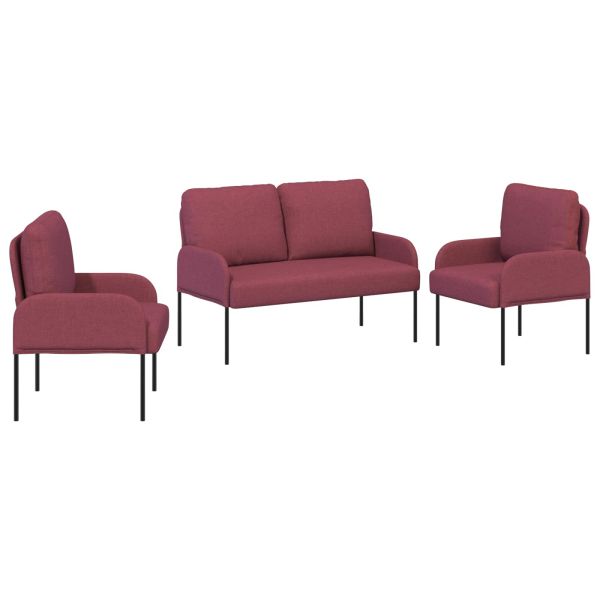 Комплекти дивани 3 pcs Виненочервен 115 x 56 x 80 см Шперплат