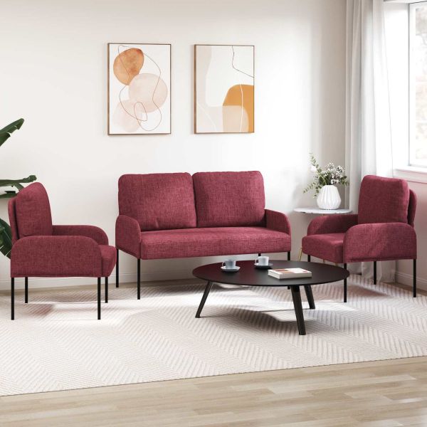 Комплекти дивани 3 pcs Виненочервен 115 x 56 x 80 см Шперплат