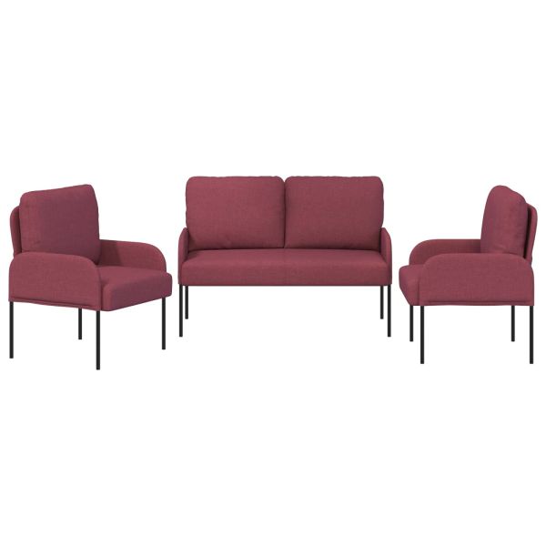 Комплекти дивани 3 pcs Виненочервен 115 x 56 x 80 см Шперплат