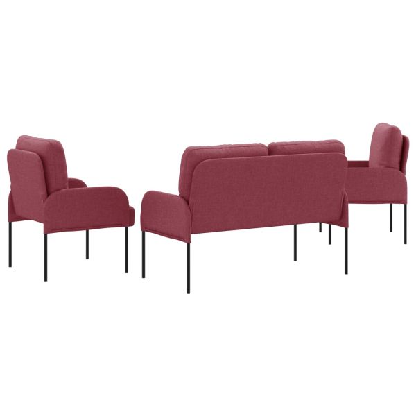 Комплекти дивани 3 pcs Виненочервен 115 x 56 x 80 см Шперплат