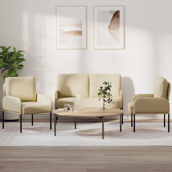 Комплекти дивани 3 pcs Крем 115 x 56 x 80 см Шперплат