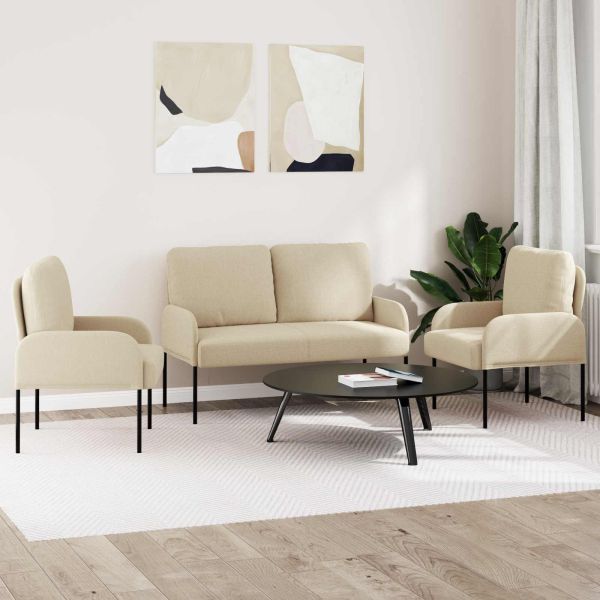 Комплекти дивани 3 pcs Крем 115 x 56 x 80 см Шперплат