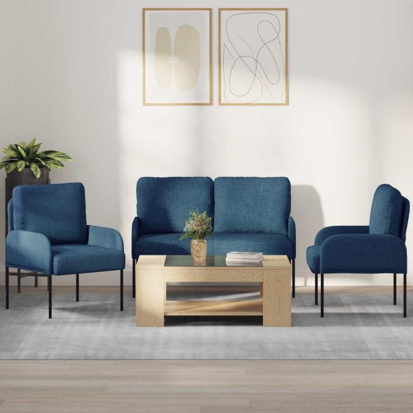 Комплекти дивани 3 pcs Синьо 115 x 56 x 80 см Шперплат