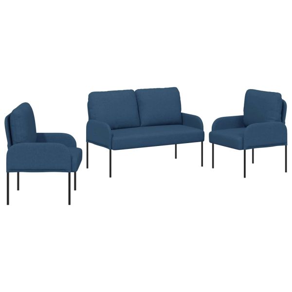 Комплекти дивани 3 pcs Синьо 115 x 56 x 80 см Шперплат