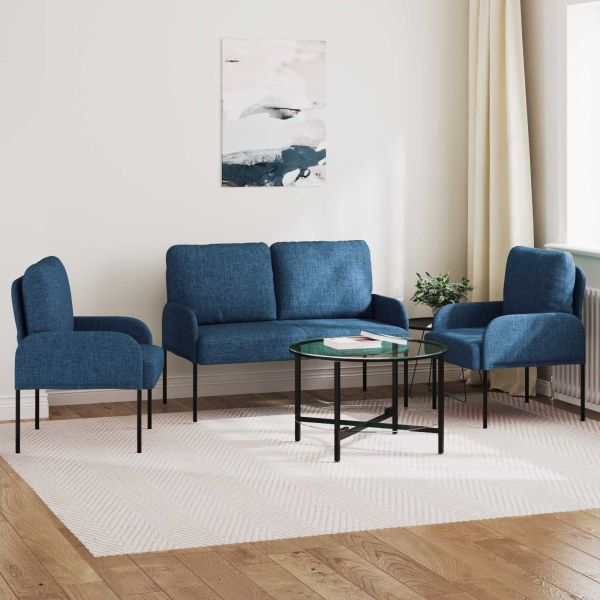 Комплекти дивани 3 pcs Синьо 115 x 56 x 80 см Шперплат