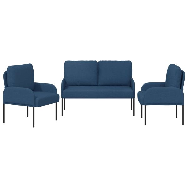 Комплекти дивани 3 pcs Синьо 115 x 56 x 80 см Шперплат