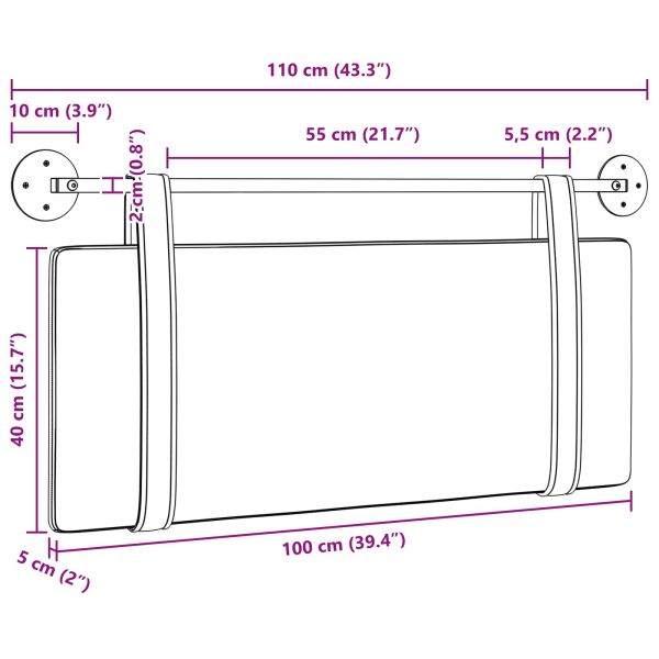 Висяща табла Едноцветен Виненочервен 110 x 55 x 5 см Антично PU