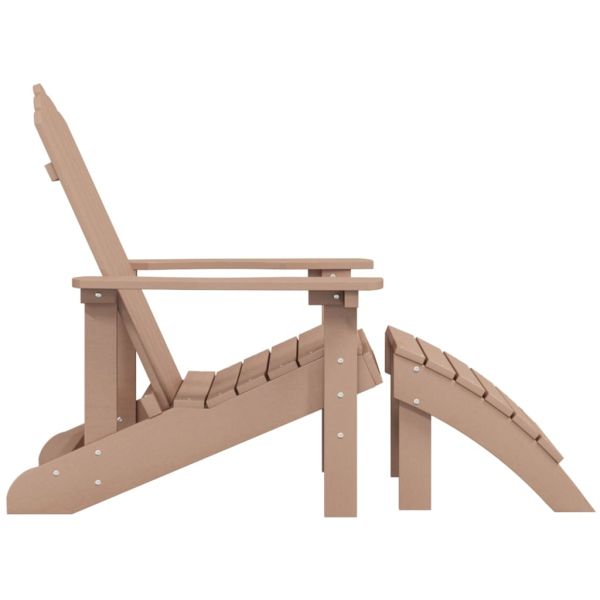 Градински стол Adirondack с табуретка, HDPE, кафяв