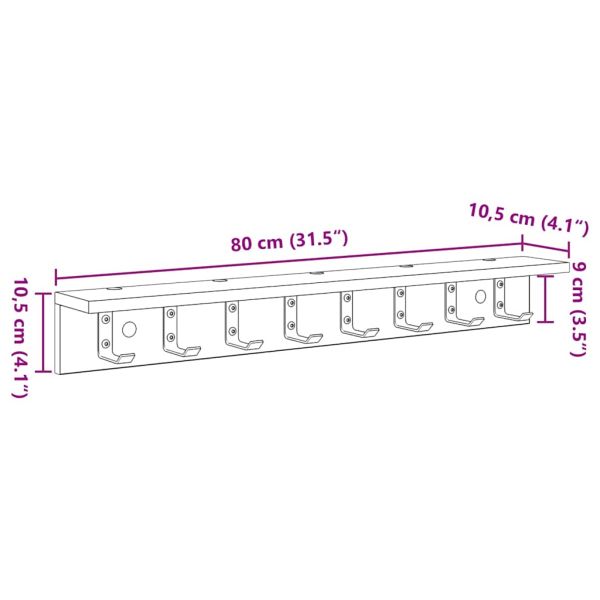 Стенен закачалка за палта Бяло 80 x 10,5 x 10,5 см