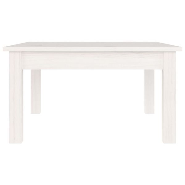 Кафе маса, бяла, 55x55x30 см, борово дърво масив