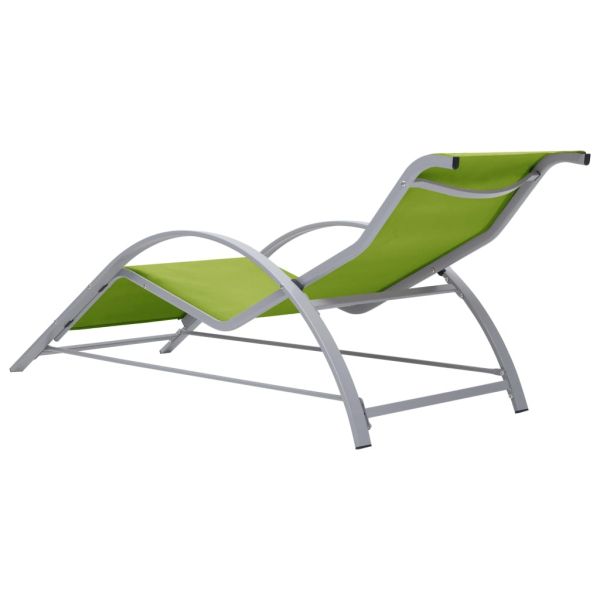 310540 Sun Loungers 2 pcs with Table Aluminium Green