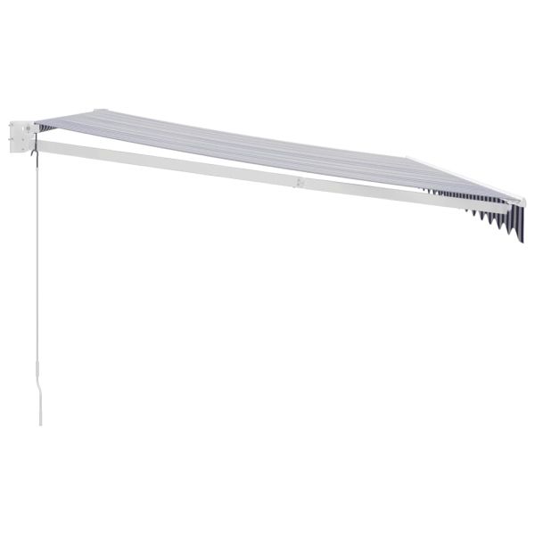 Прибираща се тента синьо и бяло 4x3 м плат и алуминий