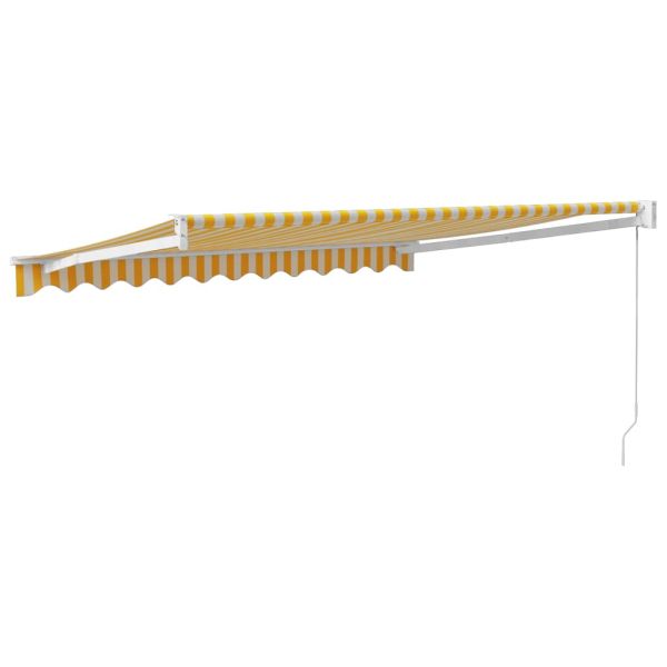 Прибираща се тента жълто и бяло 3,5x2,5 м плат и алуминий