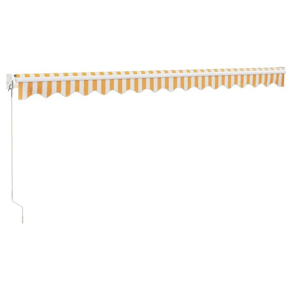 Прибираща се тента жълто и бяло 4x3 м плат и алуминий