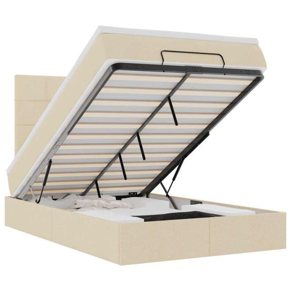 Османска легло с матрак, кремаво, 120x190 см, плат