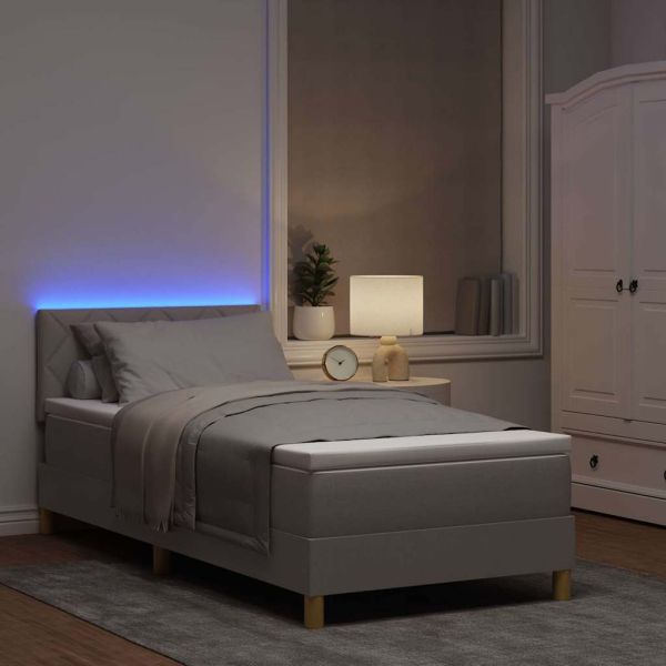 LED кутия за пружини с легло Таупе 90 x 190 cm текстил