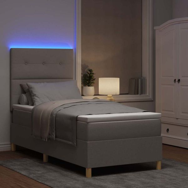 LED кутия за пружини с легло с матрак Таупе 90 x 190 cm текстил