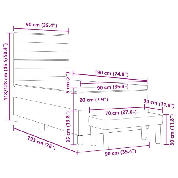 Легло с пружинирана основа с таблото Синьо 90 x 190 cm текстил