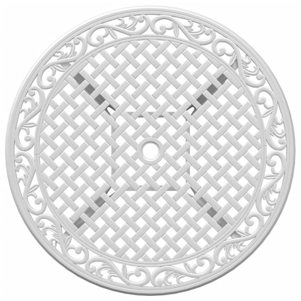 Градинска маса, бяла, Ø90x75 см, лят алуминий