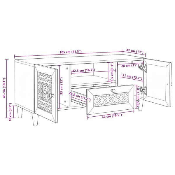ТВ Единици с чекмедже Бяло 105 x 33 x 46 см Инженерно дърво