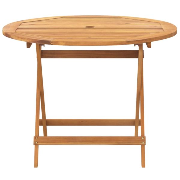 Градински трапезен комплект, 5 части, бежов, полиратан и масив