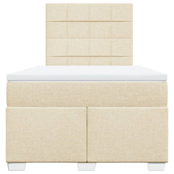 Боксспринг легло с матрак, кремаво, 120x190 см, плат