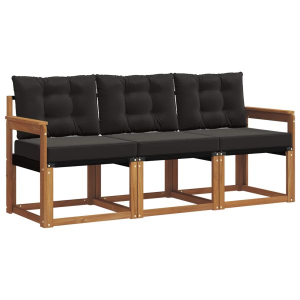 Комплект дивани за открито 3 бр. Естествено и черно