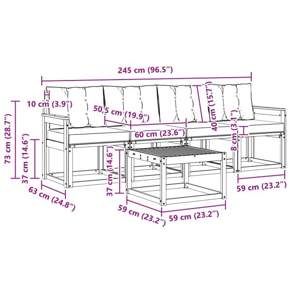 Комплект дивани за открито 5 pcs Естествено и черно