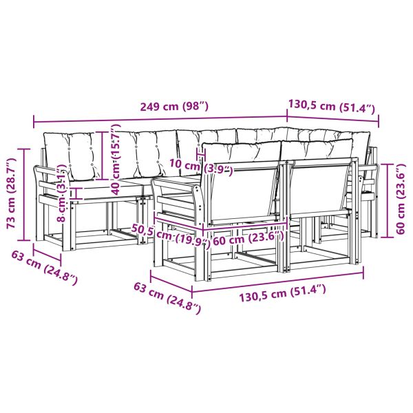 Комплект дивани за открито 7 pcs Натурален и Бежов