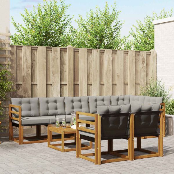 Комплект дивани за открито 9 pcs Естествено и светло сиво