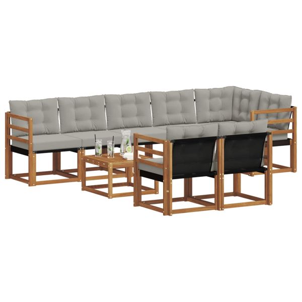 Комплект дивани за открито 9 pcs Естествено и светло сиво