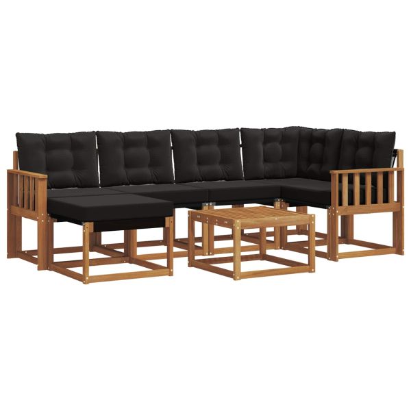 Комплект дивани за открито 7 pcs Естествено и черно