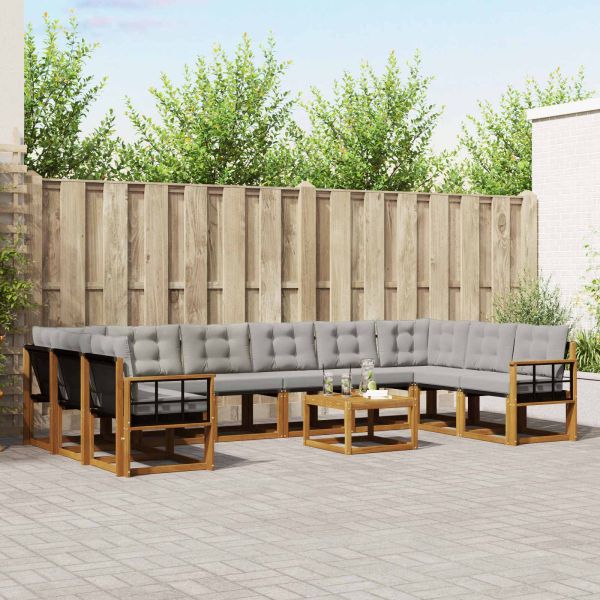 Комплект дивани за открито 11 pcs Естествено и светло сиво