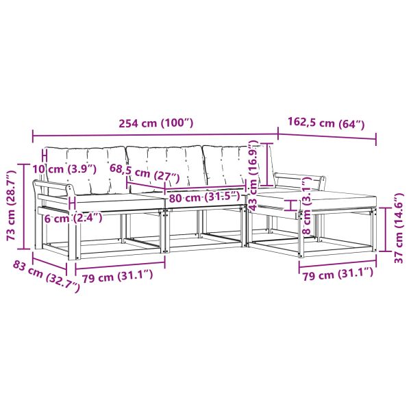 Комплект дивани за открито 4 pcs Естествено и черно