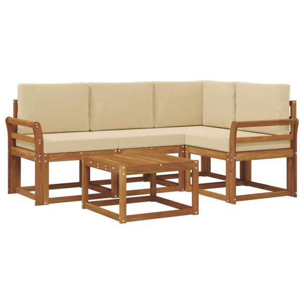 Комплект дивани за открито 5 pcs Натурален и Бежов