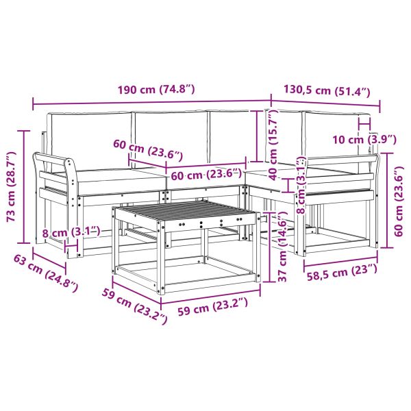 Комплект дивани за открито 5 pcs Натурален и Бежов