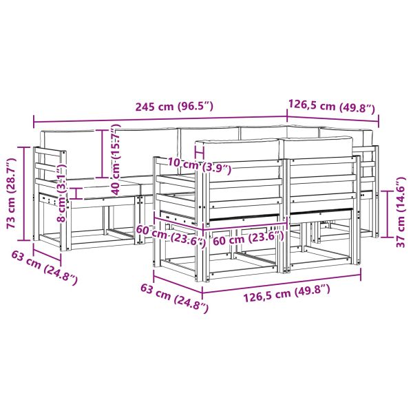 Комплект дивани за открито 7 pcs Натурален и Крема
