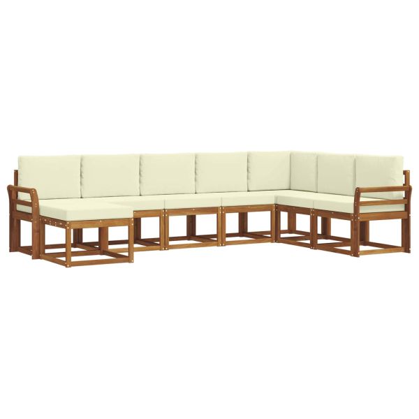 Комплект дивани за открито 8 pcs Натурален и Крема
