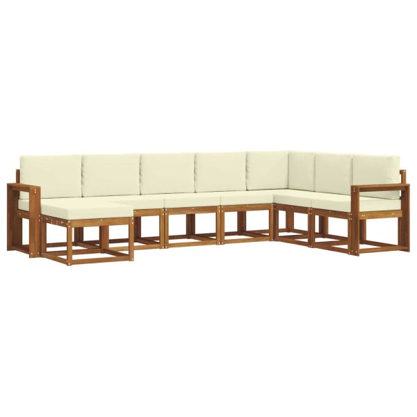 Комплект дивани за открито 8 pcs Натурален и Крема
