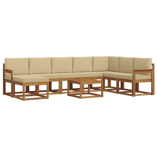 Комплект дивани за открито 9 pcs Натурален и Бежов