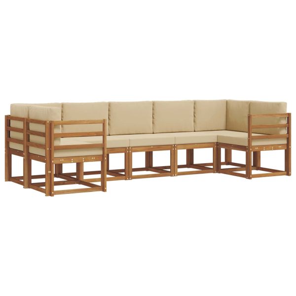 Комплект дивани за открито 7 pcs Натурален и Бежов
