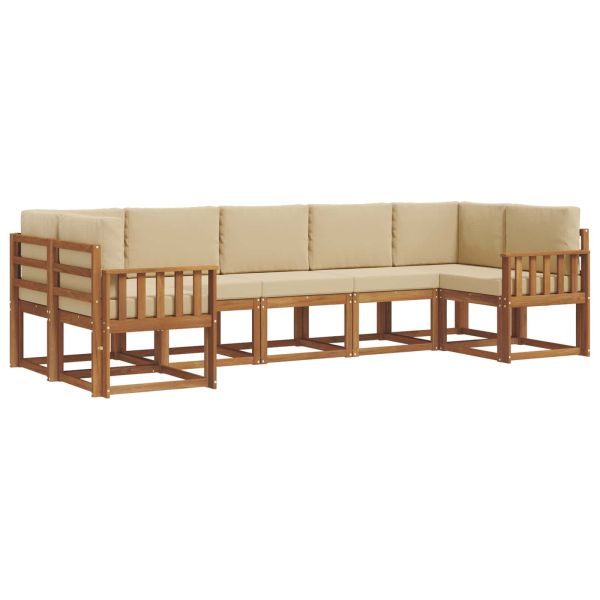 Комплект дивани за открито 7 pcs Натурален и Бежов