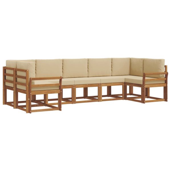 Комплект дивани за открито 7 pcs Натурален и Бежов