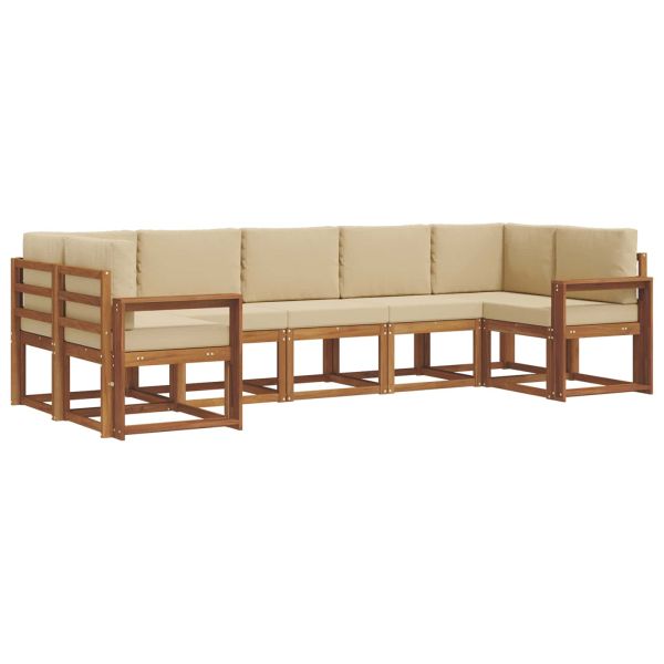 Комплект дивани за открито 7 pcs Натурален и Бежов
