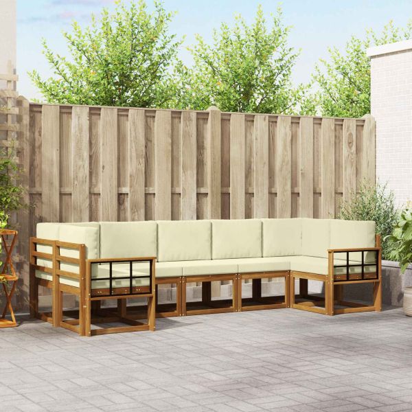 Комплект дивани за открито 7 pcs Натурален и Крема