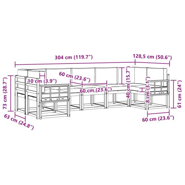 Комплект дивани за открито 7 pcs Натурален и Крема