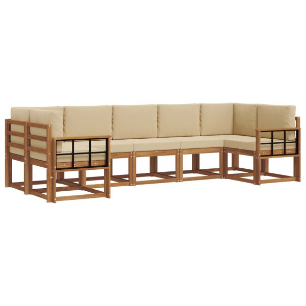Комплект дивани за открито 7 pcs Натурален и Бежов