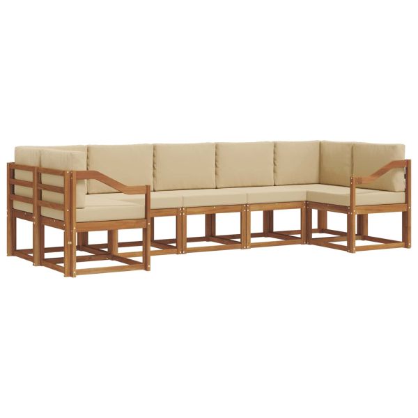 Комплект дивани за открито 7 pcs Натурален и Бежов
