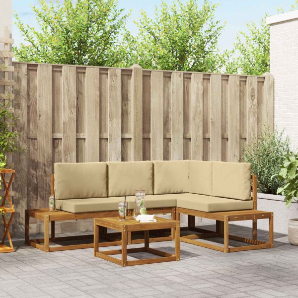 Комплект дивани за открито 5 Брой Натурален и Бежов